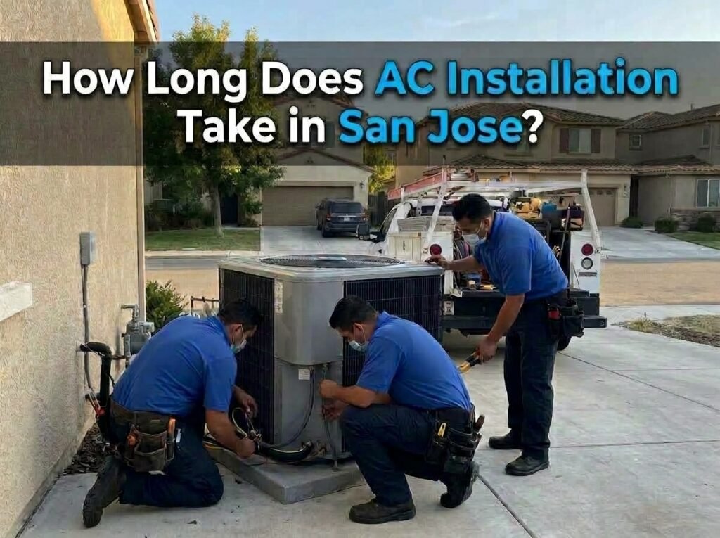 HVAC technician connecting refrigerant lines to a new AC unit during installation