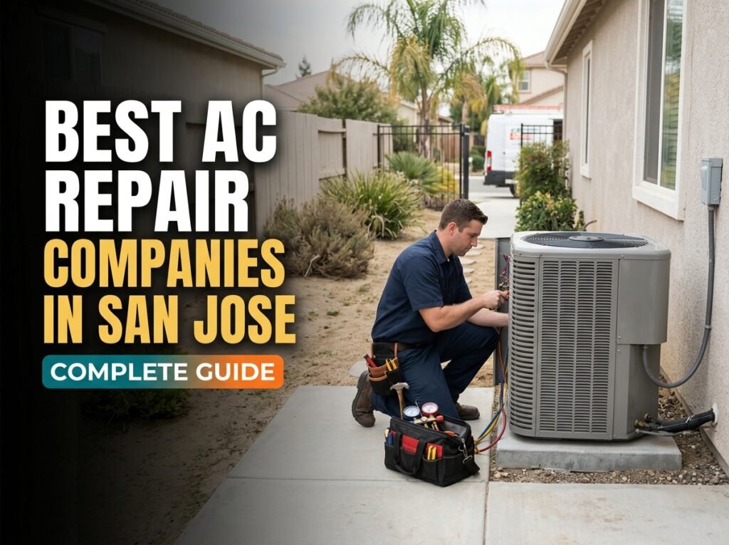 A professional air conditioning repair technician actively working on the wiring of an outdoor AC unit, demonstrating the type of service provided by top-rated HVAC companies in San Jose.